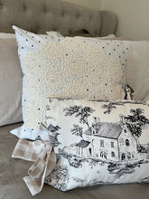 Load image into Gallery viewer, toile pillows with bows - black