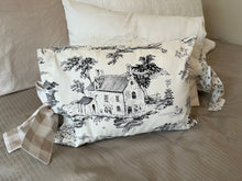 Load image into Gallery viewer, toile pillows with bows - black