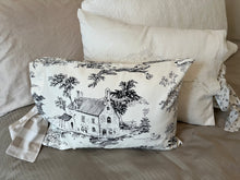 Load image into Gallery viewer, toile pillows with bows - black