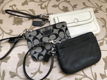 Load image into Gallery viewer, consignment bag - Coach black + white wristlet