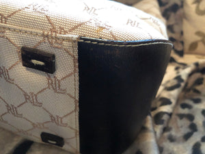 consignment bag - Ralph Lauren tote, cream + dk brown